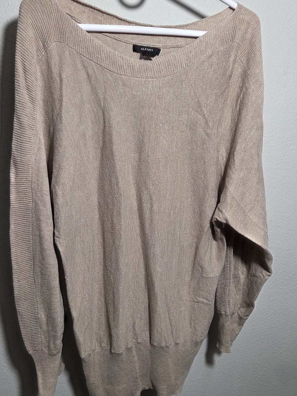 Alfani Women's Cream-Tan Scoop Neck Sweater